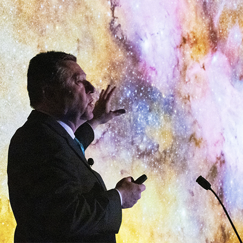 Željko Ivezić presenting Rubin Observatory's first images of the night sky.